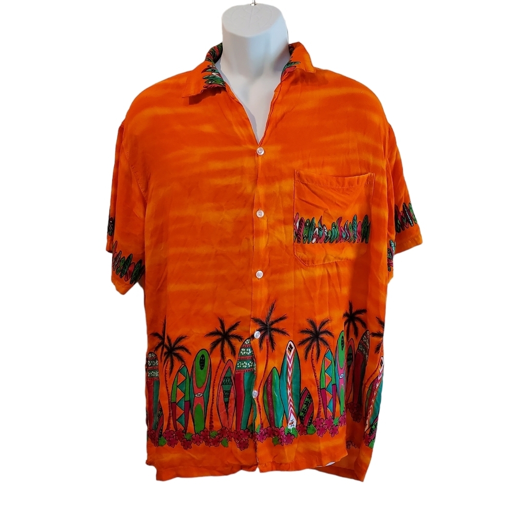 Men's Vintage‎ Tropical Surf Board Hawaiian Shirt Size M